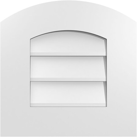 Ekena Millwork Arch Top Surface Mount PVC Gable Vent: Functional, w/ 3-1/2"W x 1"P Standard Frame, 16"W x 16"H GVPAR16X1601SF